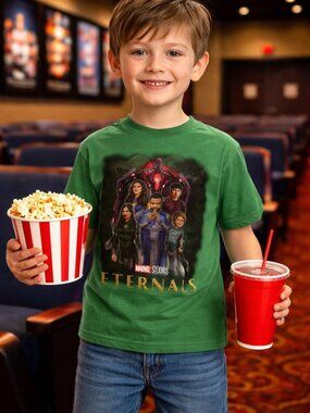 Youth Marvel Eternals Graphic Short Sleeve Green Crew Neck Pullover Tee Sz XS